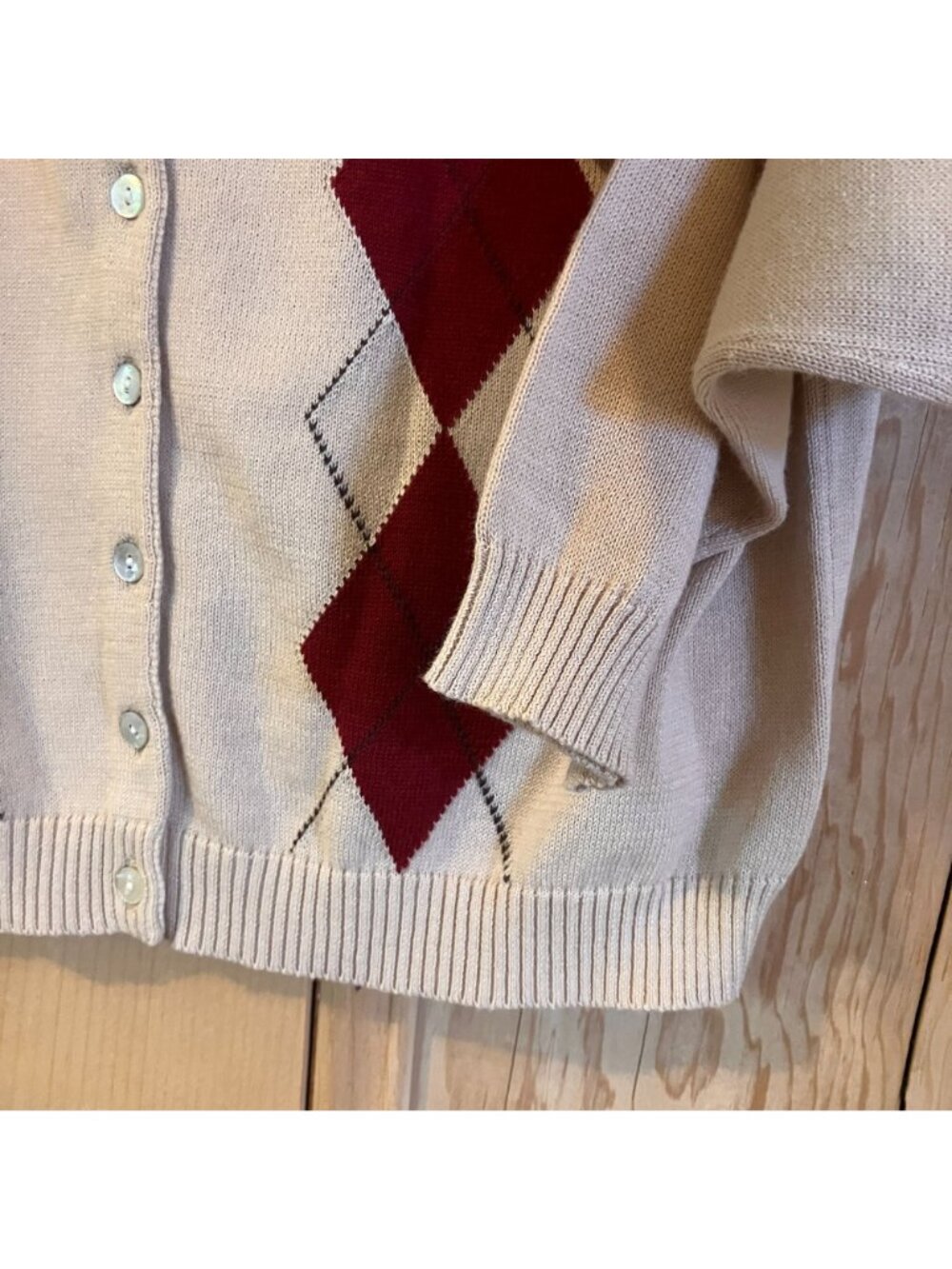 Ralph Lauren Polo Womens Vintage 90s Argyle Cardigan Sweater Small Beige FA NWOT - Picture 3 of 12